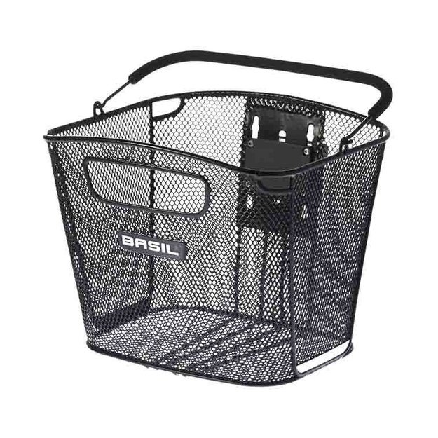 Dviračio krepšys ant vairo BASIL FRONT BASKET BOLD KF + HANDLEBAR HANDLE, juoda