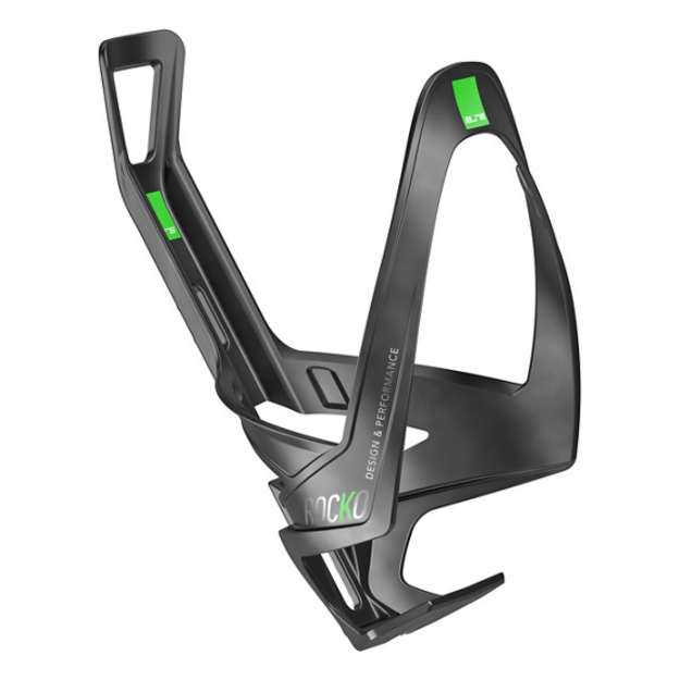 Gertuvės laikiklis Elite Bottle Cage Rocko Carbon mat, Green graphic