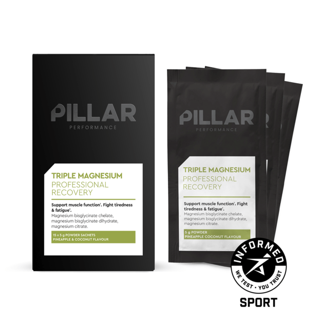 Pillar Performance trigubo magnio milteliai ananasų ir kokoso skonio kelioninis paketas (maišeliai 15x5g)