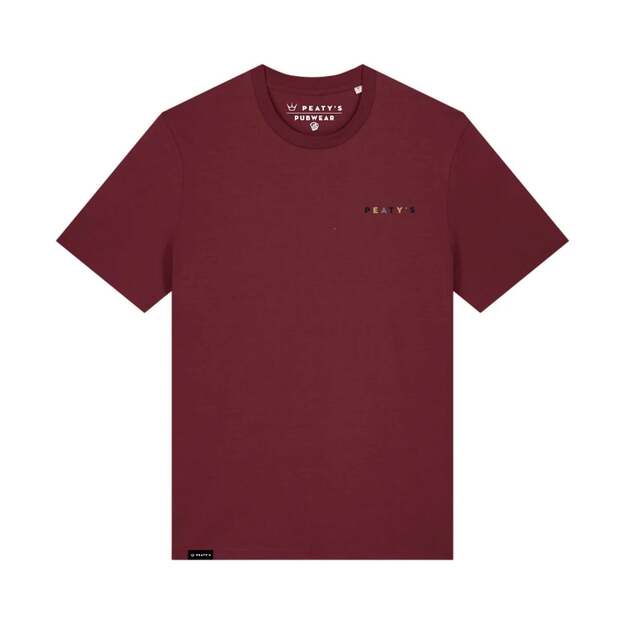 PEATY S PUBWEAR TRIKO S KRÁTKÝM RUKÁVEM STACKED BURGUNDY (PPW-25-TEE-STK-BRG)