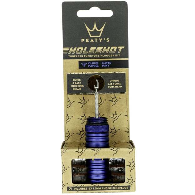 Bekamerinės sistemos remonto komplektas PEATY S HOLESHOT TUBELESS PUNCTURE PLUGGER KIT - NAVY (PPR-TPP-NVY-12)