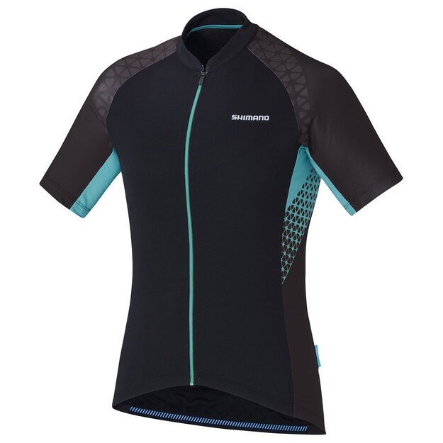 Marškinėliai Shimano Jersey SS Escape Print Black/Viridian Green (L dydis) Women