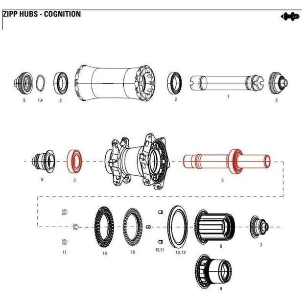 11.2018.032.002 - ZIPP AXLE WITH BEARINGS REAR COGNITION NSW