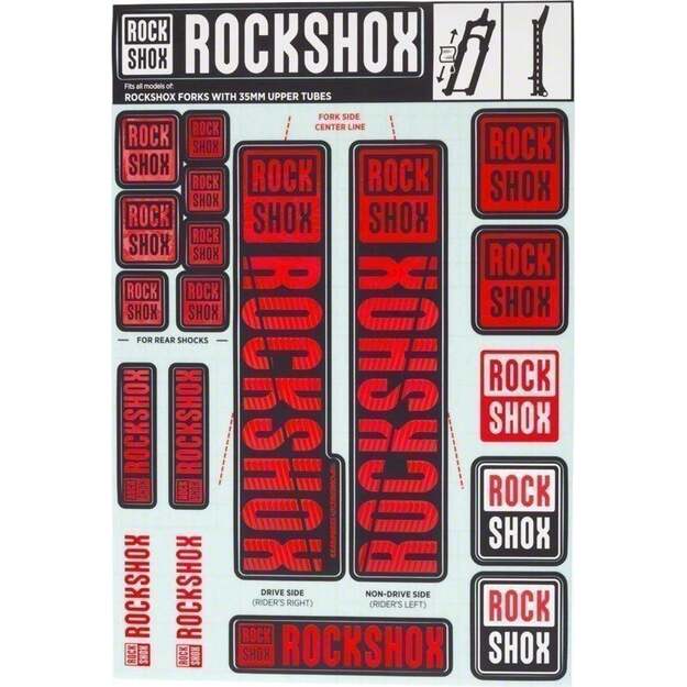 Amortizatorių lipdukai ROCKSHOX DECAL KIT 35MM OXY RED