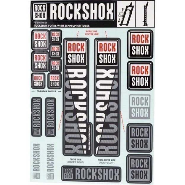 Amortizatorių lipdukai ROCKSHOX DECAL KIT 35MM DC WHITE