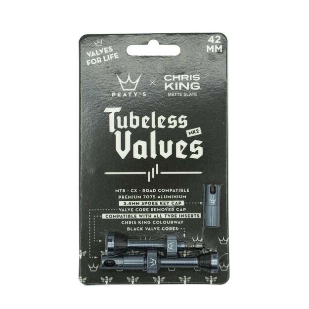 Bekamerinės sistemos ventiliai PEATY S X CHRIS KING (MK2) SLATE TUBELESS VALVES 42MM (PTV2-42-SLT-12)