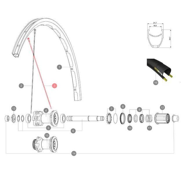 MAVIC KIT 12 RR DS KSYRIUM DISC FLAT SPOKE 289MM (V3660501)